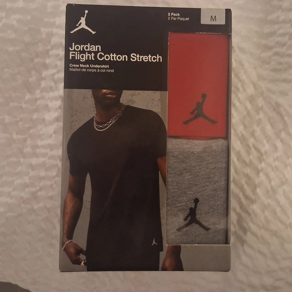Jordan Crew Neck T-Shirts in Red and Gray